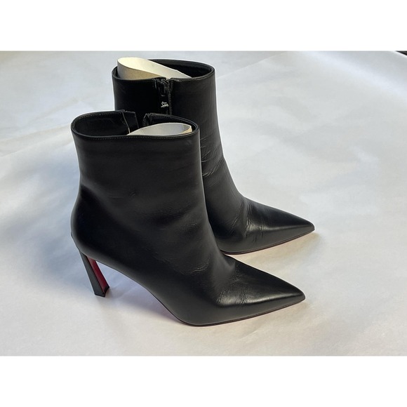 Christian Louboutin Shoes - Christian Louboutin Boots Womens Size 39 Leather Zip Up Pointed Toe Heels Italy